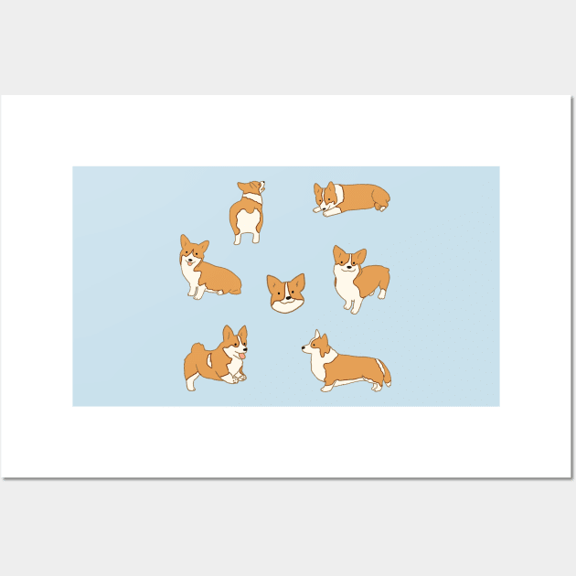 Corgi illustration pack Wall Art by Mayarart